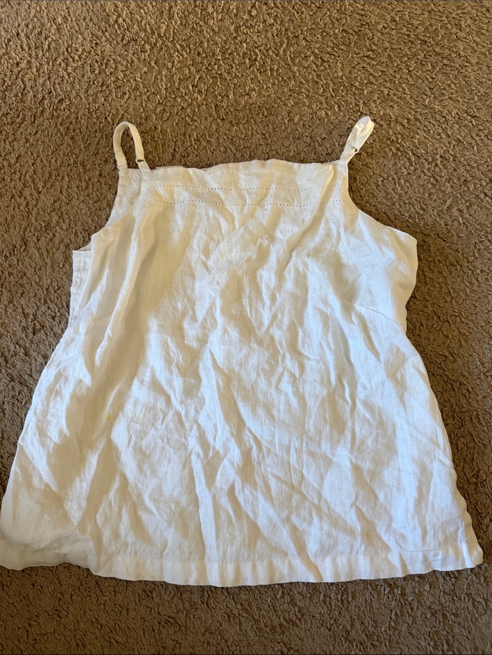 Juniors White Linen Spaghetti Strap Tank Top